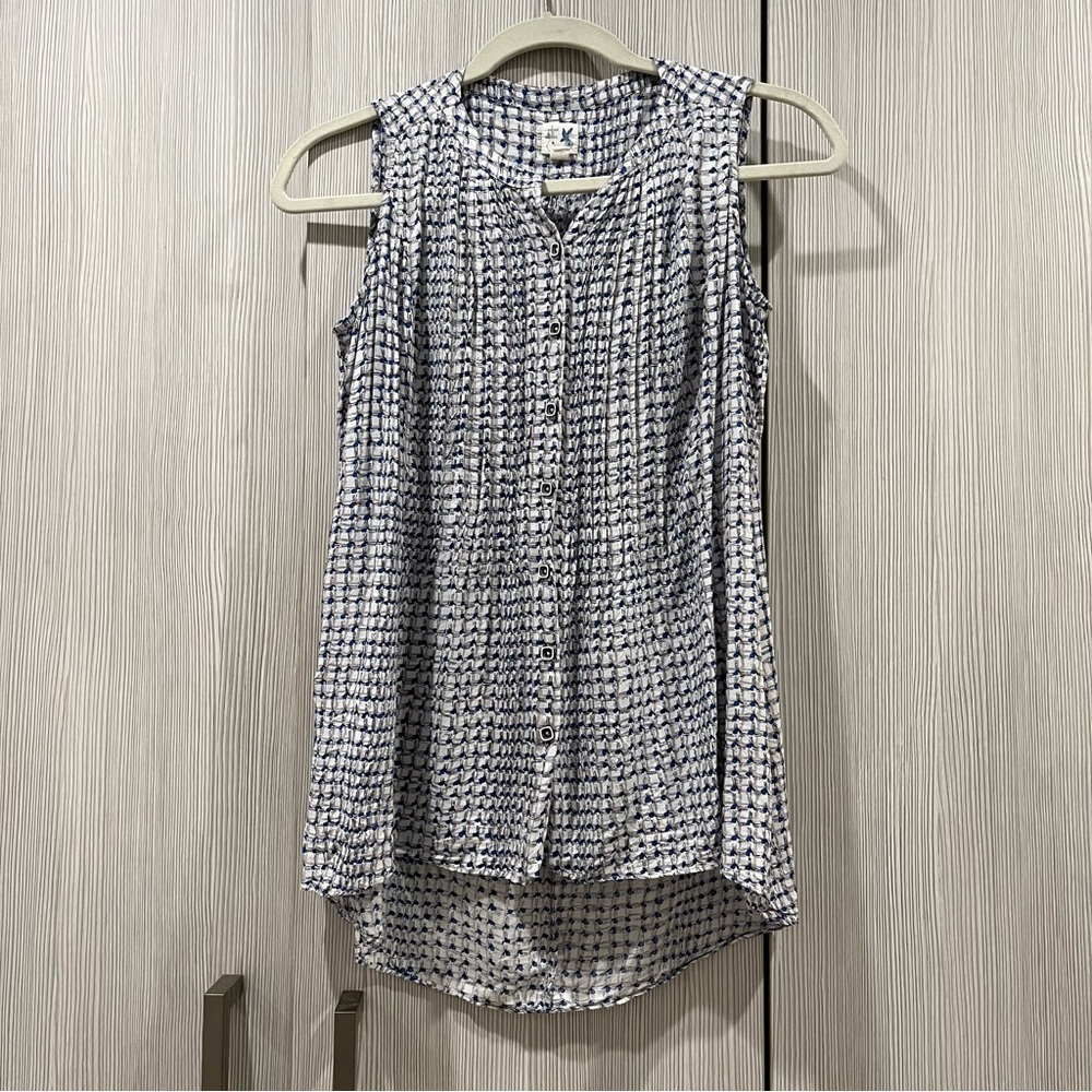 Edme & Esyllte for Anthropologie‎ Navy Gingham Pintucked Blouse – Size 6